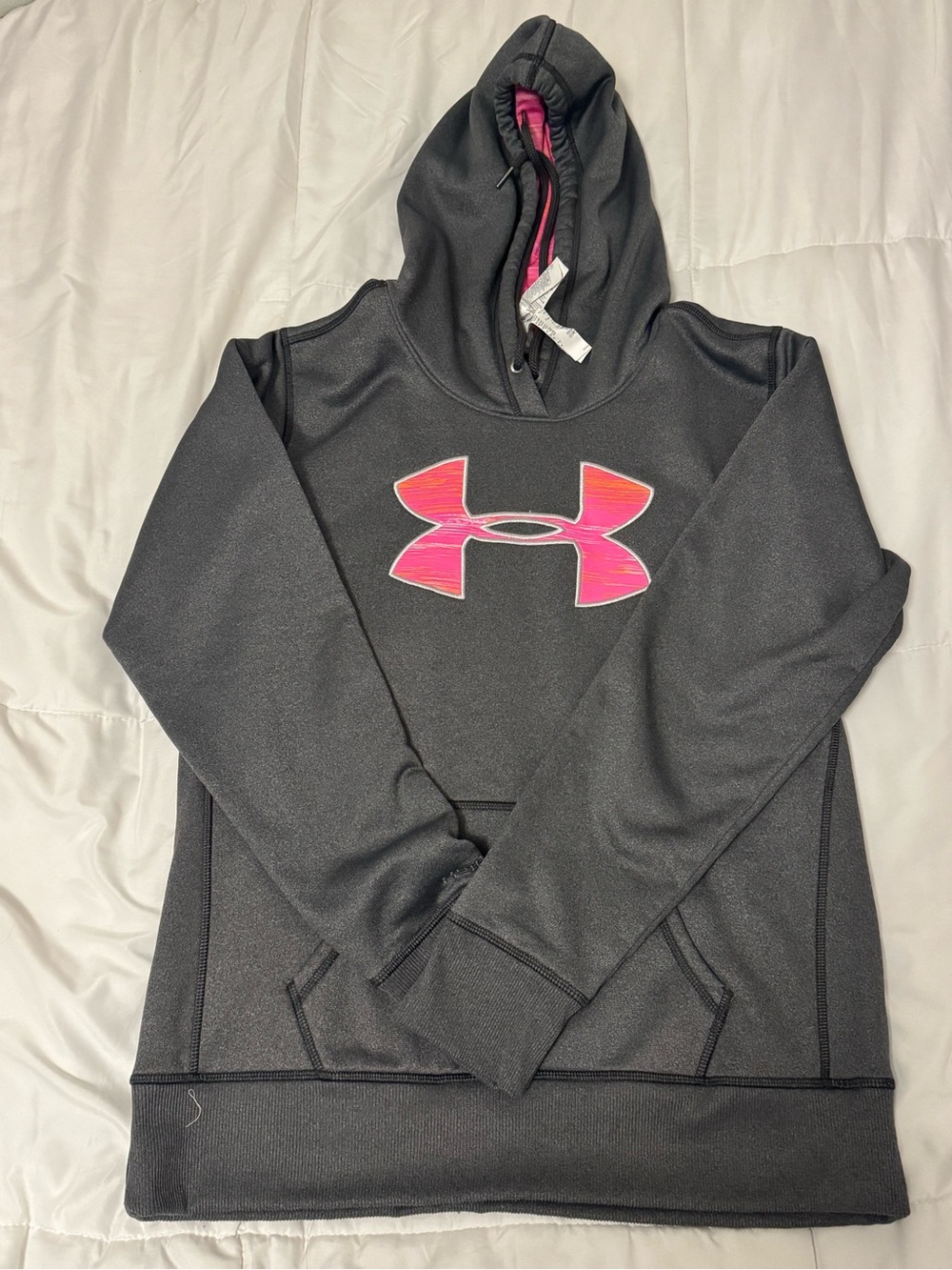 Under Armour Girl’s dark grey Hoodie with Pink Logo